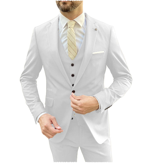 Tiavllya Tiavllya Fashion 3 Pieces Mens Suit Flat Notch Lapel Tuxedos For Wedding (Blazer+vest+Pants)