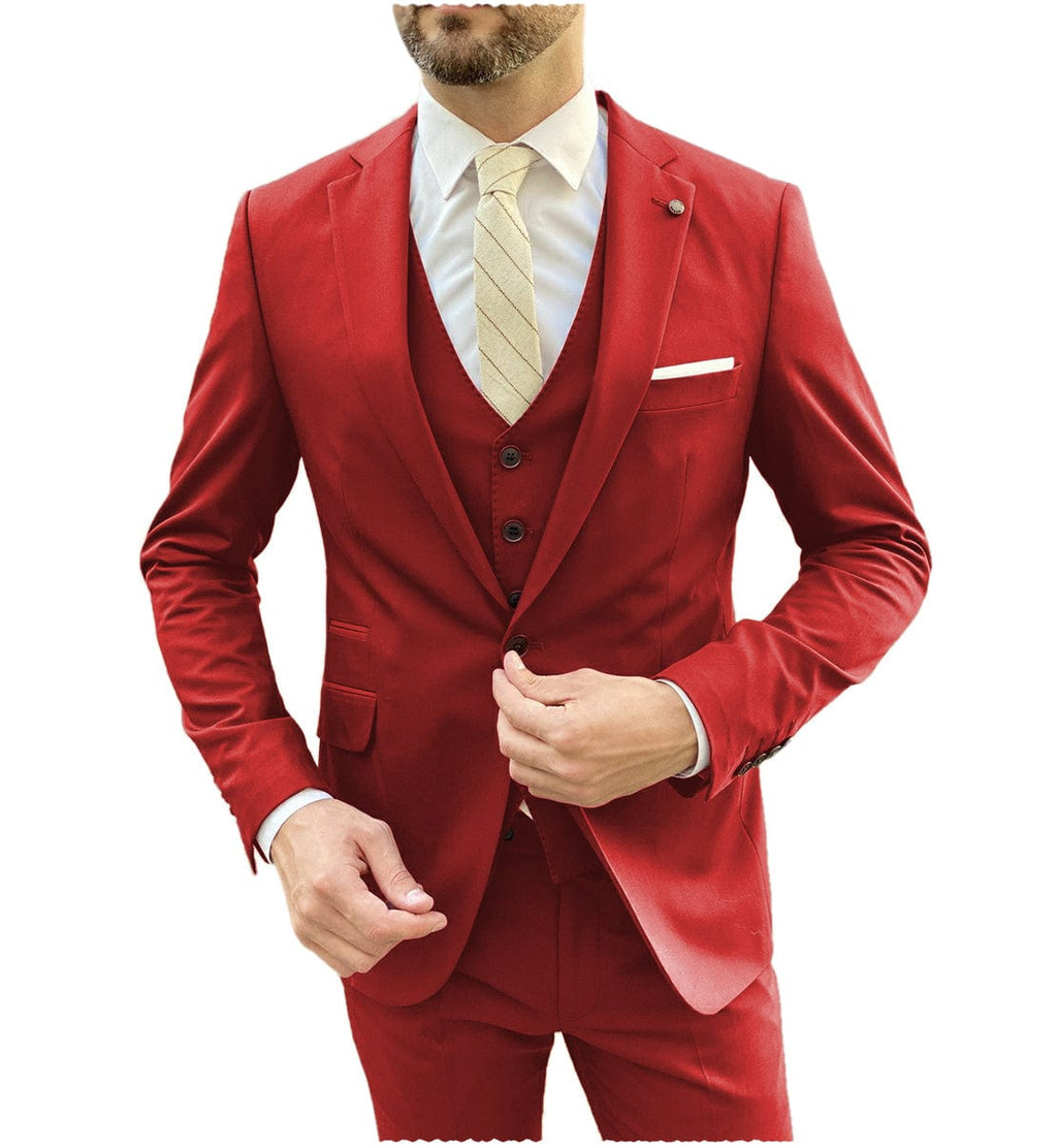 Tiavllya Tiavllya Fashion 3 Pieces Mens Suit Flat Notch Lapel Tuxedos For Wedding (Blazer+vest+Pants)