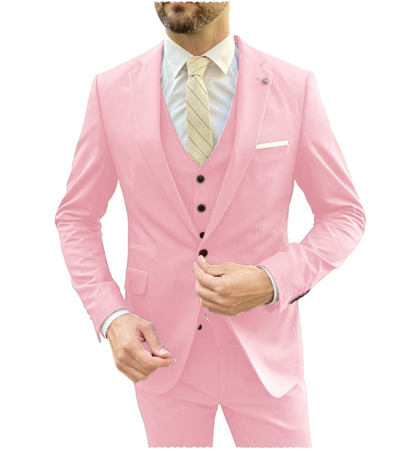 Tiavllya Tiavllya Fashion 3 Pieces Mens Suit Flat Notch Lapel Tuxedos For Wedding (Blazer+vest+Pants)