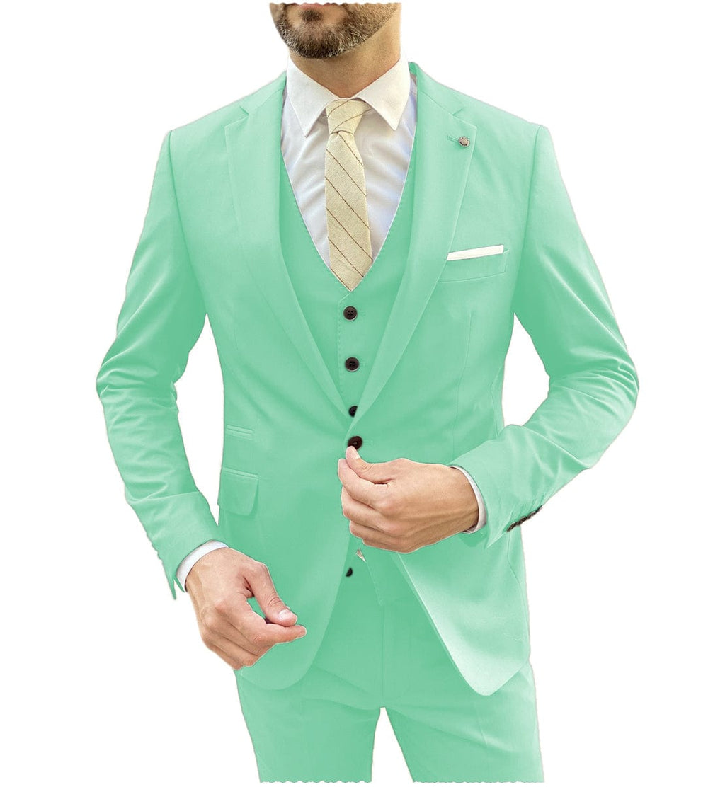 Tiavllya Tiavllya Fashion 3 Pieces Mens Suit Flat Notch Lapel Tuxedos For Wedding (Blazer+vest+Pants)