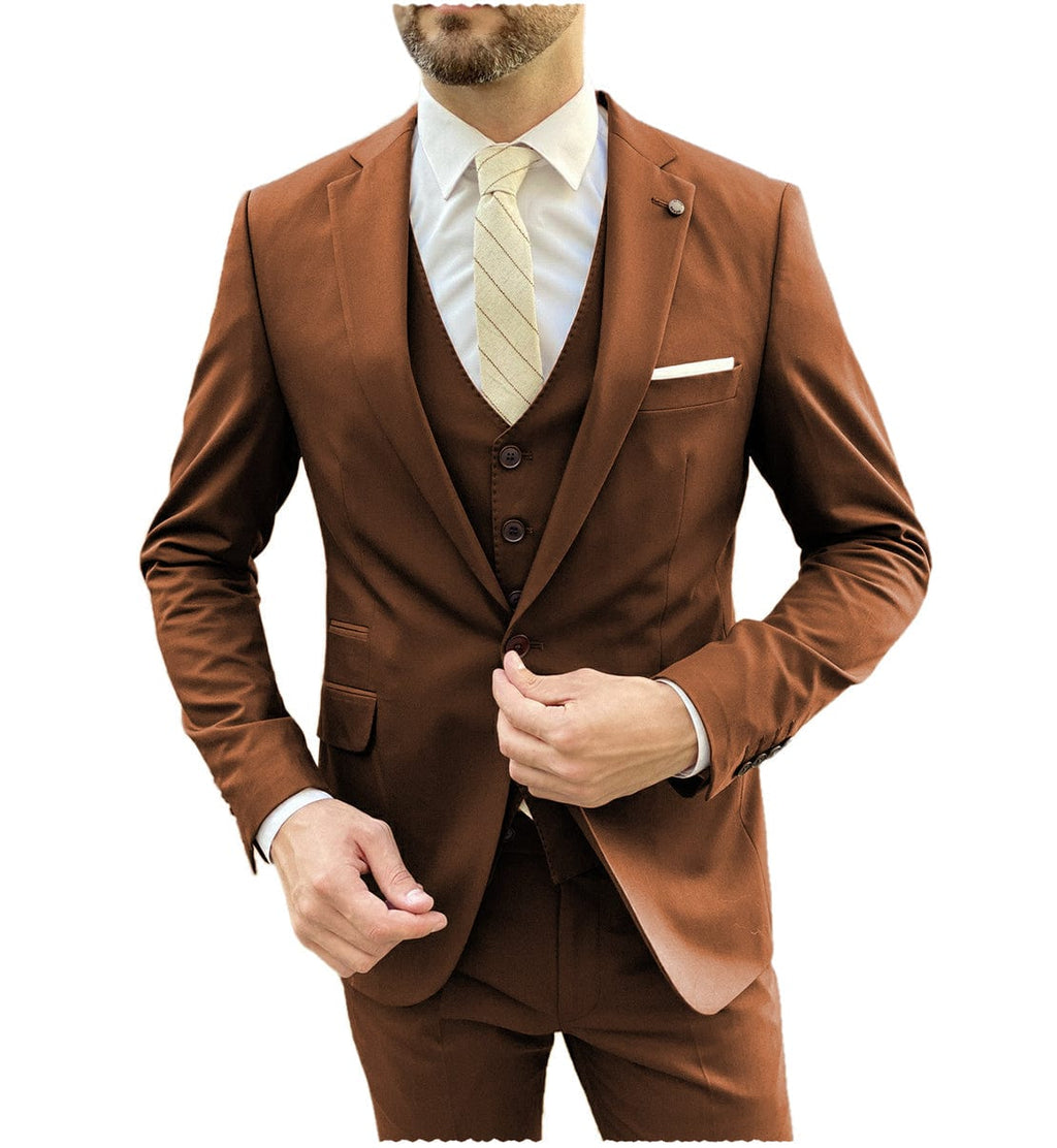 Tiavllya Tiavllya Fashion 3 Pieces Mens Suit Flat Notch Lapel Tuxedos For Wedding (Blazer+vest+Pants)