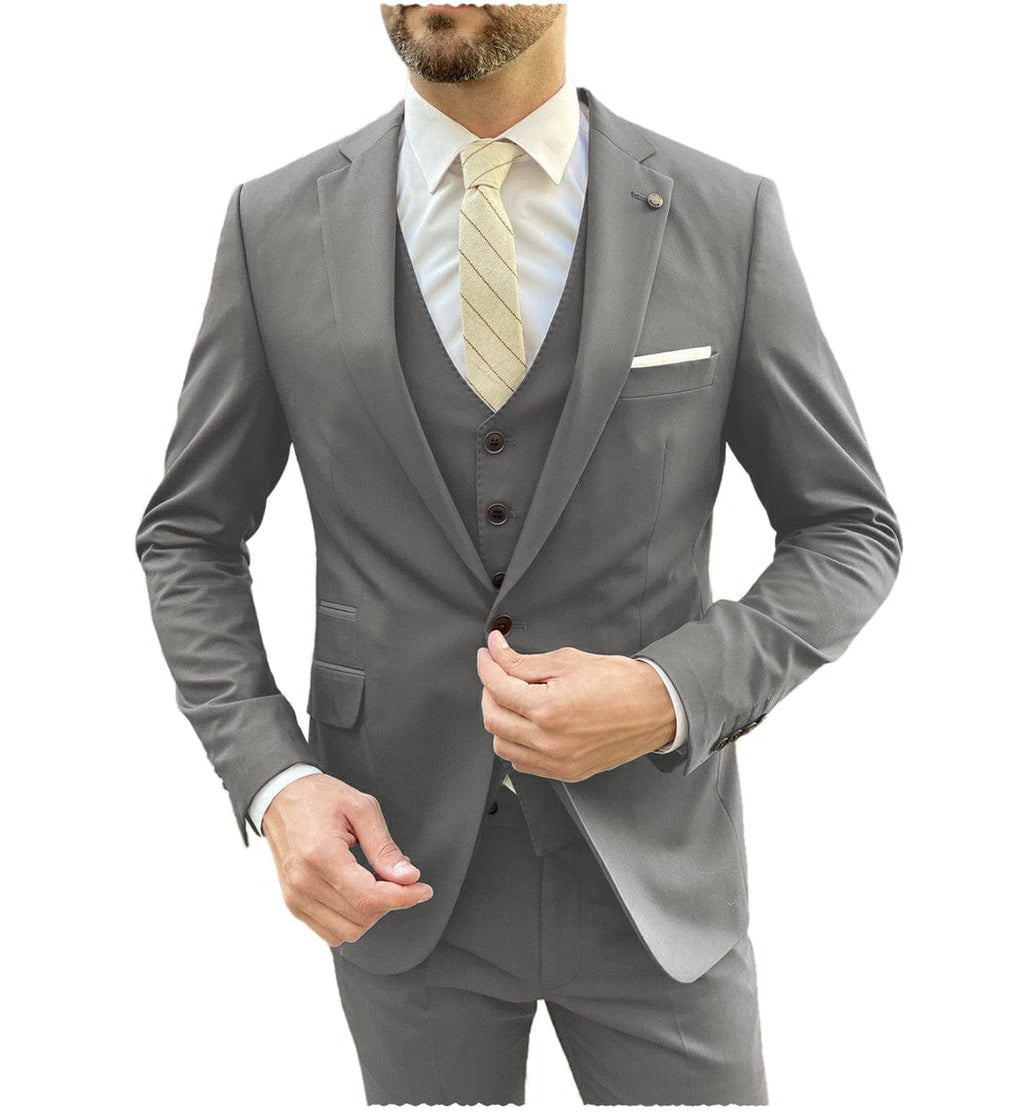 Tiavllya Tiavllya Fashion 3 Pieces Mens Suit Flat Notch Lapel Tuxedos For Wedding (Blazer+vest+Pants)