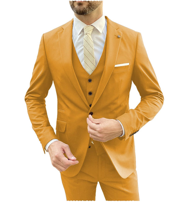 Tiavllya Tiavllya Fashion 3 Pieces Mens Suit Flat Notch Lapel Tuxedos For Wedding (Blazer+vest+Pants)