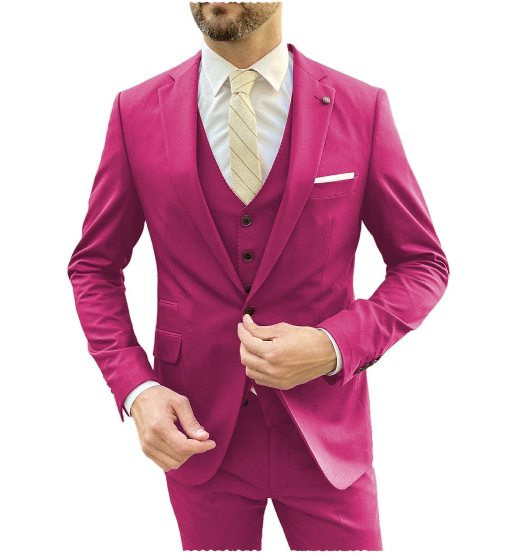 Tiavllya Tiavllya Fashion 3 Pieces Mens Suit Flat Notch Lapel Tuxedos For Wedding (Blazer+vest+Pants)