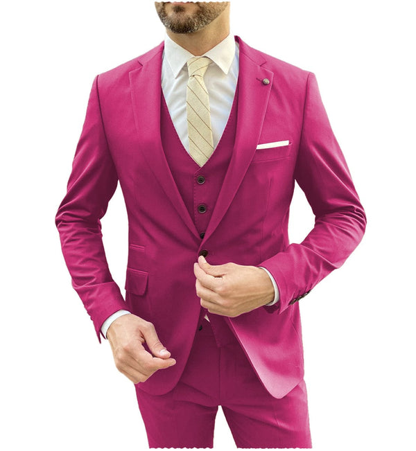 Tiavllya Tiavllya Fashion 3 Pieces Mens Suit Flat Notch Lapel Tuxedos For Wedding (Blazer+vest+Pants)