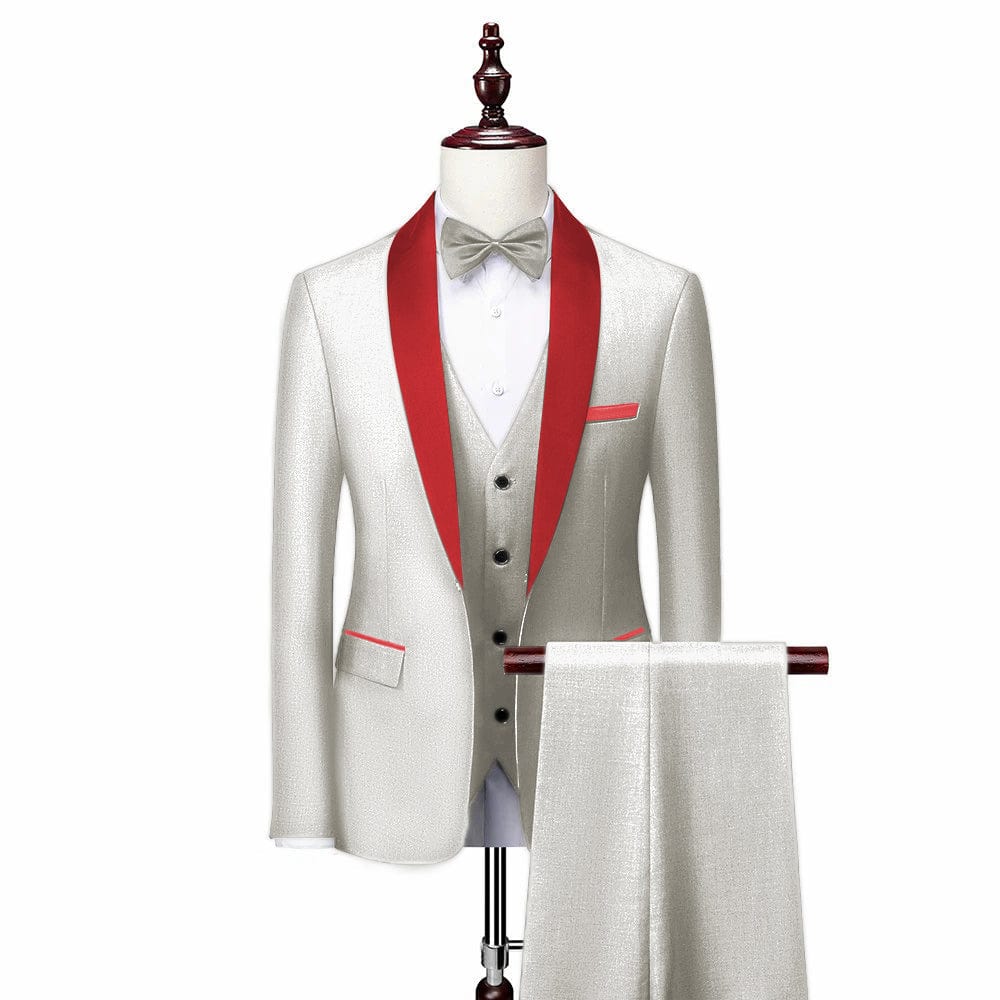 Tiavllya Tiavllya Fashion 3 Pieces Mens Suit Flat Shawl Lapel Tuxedos (Blazer+vest+Pants)