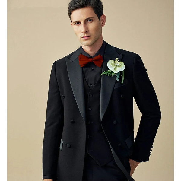 Tiavllya Tiavllya Fashion 3 Pieces Suit Flat Double Breasted Tuxedos For Wedding (Blazer+Pants)