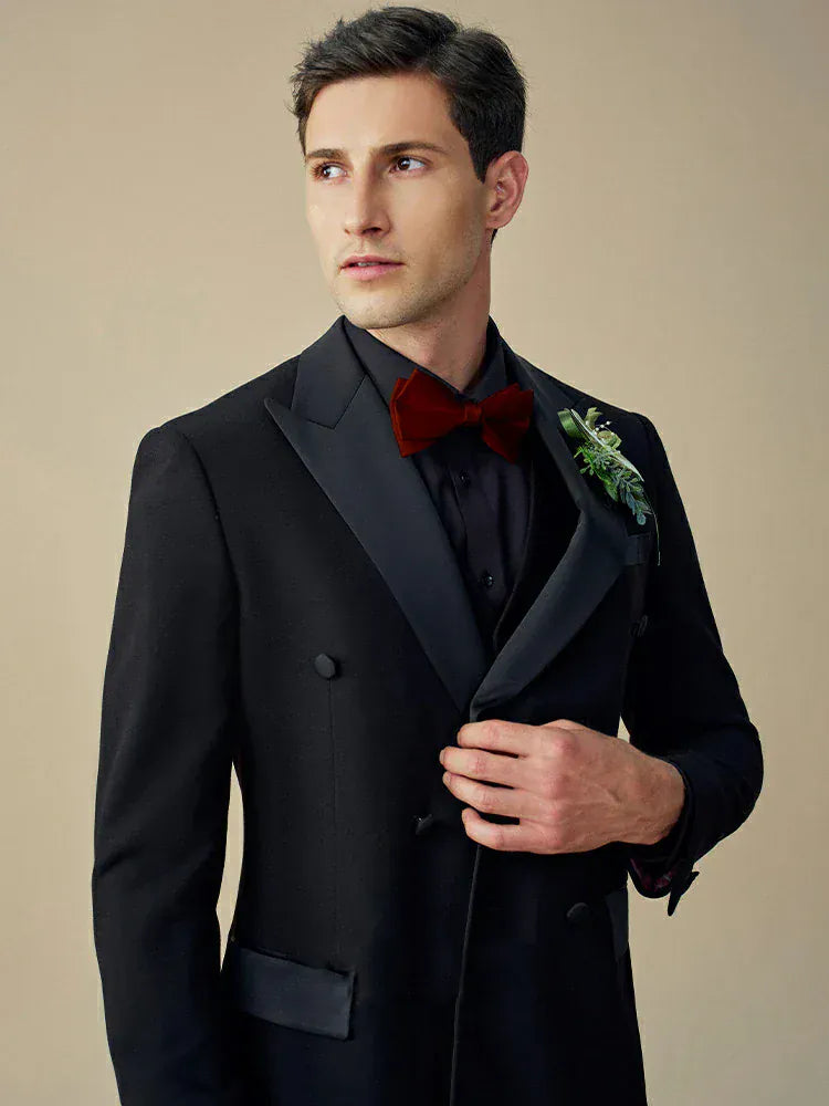 Tiavllya Tiavllya Fashion 3 Pieces Suit Flat Double Breasted Tuxedos For Wedding (Blazer+Pants)