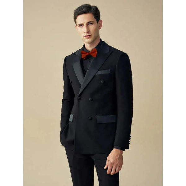 Tiavllya Tiavllya Fashion 3 Pieces Suit Flat Double Breasted Tuxedos For Wedding (Blazer+Pants)