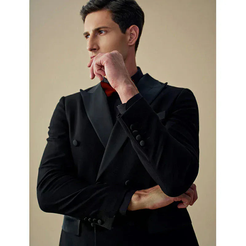Tiavllya Tiavllya Fashion 3 Pieces Suit Flat Double Breasted Tuxedos For Wedding (Blazer+Pants)