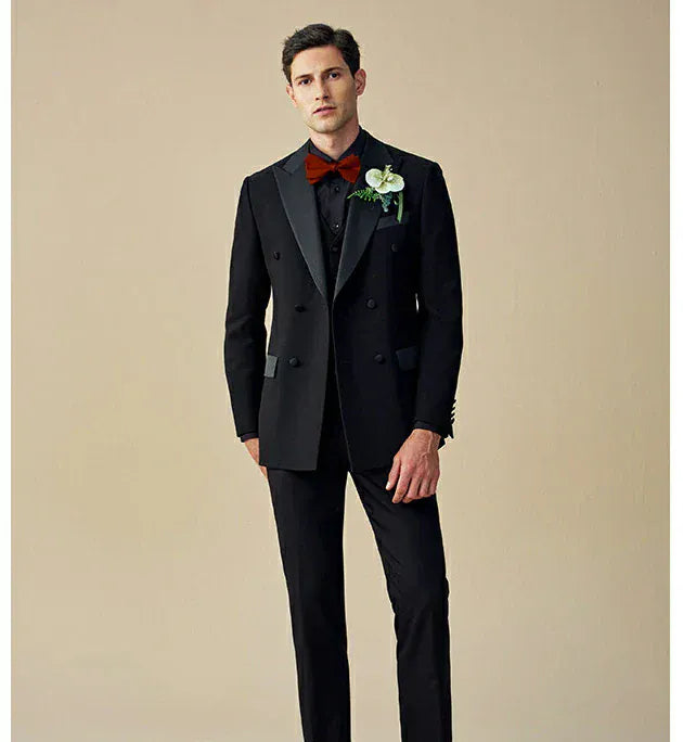 Tiavllya Tiavllya Fashion 3 Pieces Suit Flat Double Breasted Tuxedos For Wedding (Blazer+Pants)