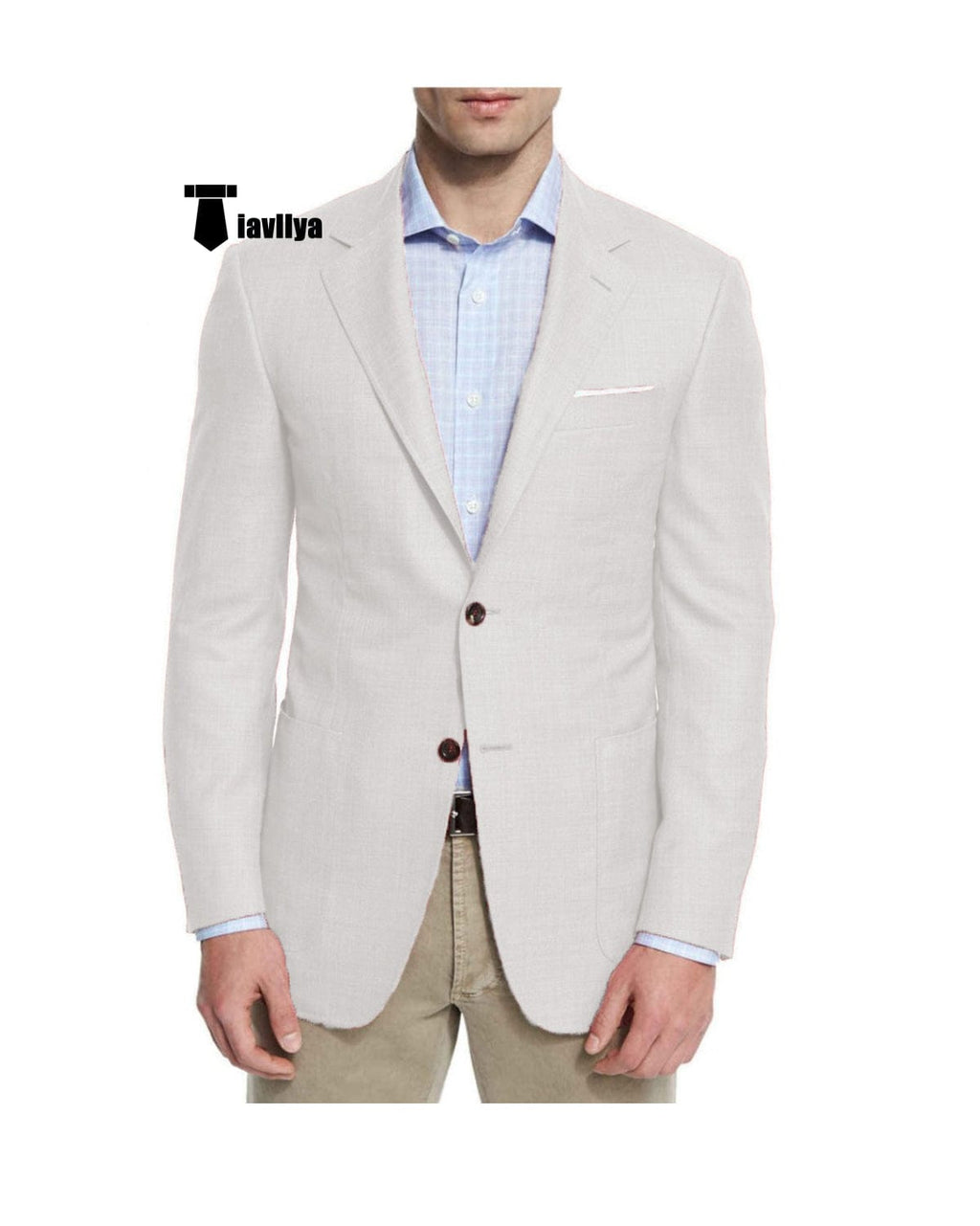 Tiavllya Tiavllya Fashion Men's 2 Pieces Mens Blazer Notch Lapel Linen For Wedding