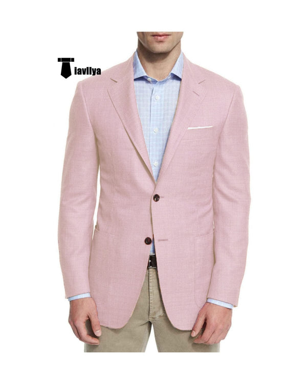 Tiavllya Tiavllya Fashion Men's 2 Pieces Mens Blazer Notch Lapel Linen For Wedding