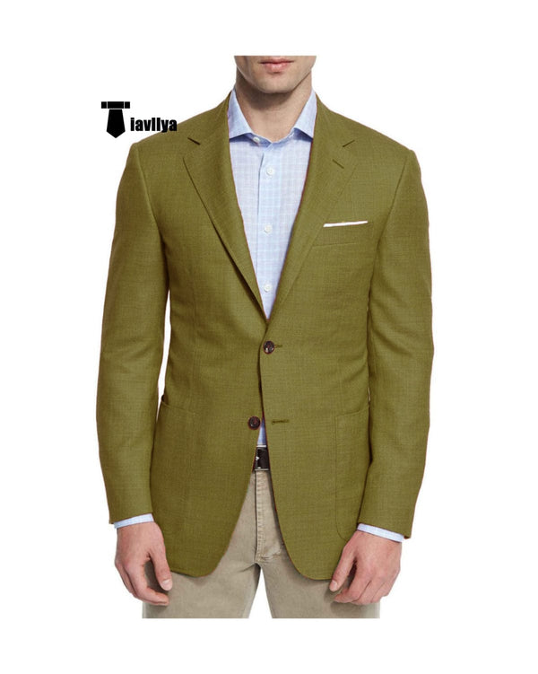 Tiavllya Tiavllya Fashion Men's 2 Pieces Mens Blazer Notch Lapel Linen For Wedding