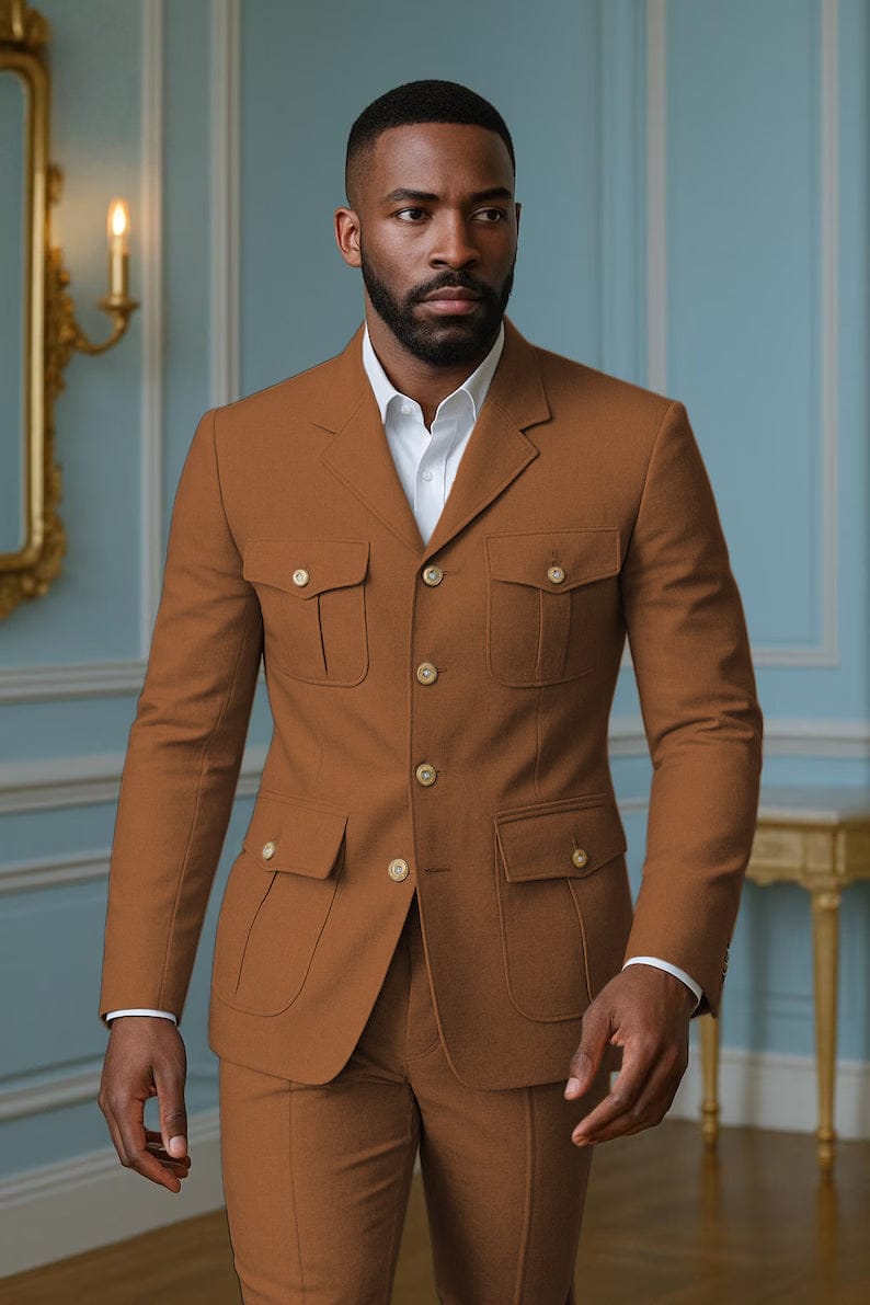 Tiavllya Tiavllya Fashion Men's 2 pieces Mens Suit Notch Lapel Flat Tuxedos (Blazer+Pants)