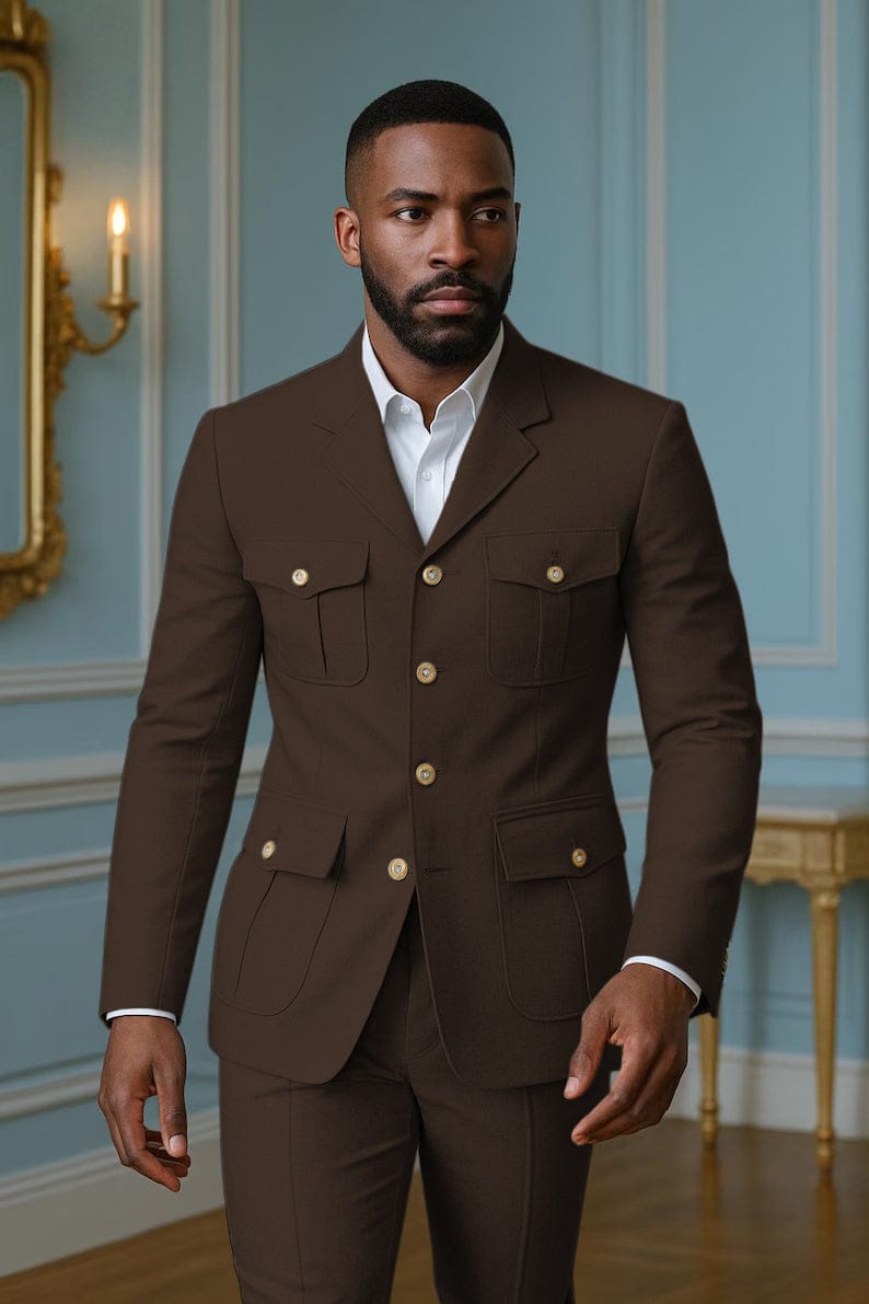 Tiavllya Tiavllya Fashion Men's 2 pieces Mens Suit Notch Lapel Flat Tuxedos (Blazer+Pants)