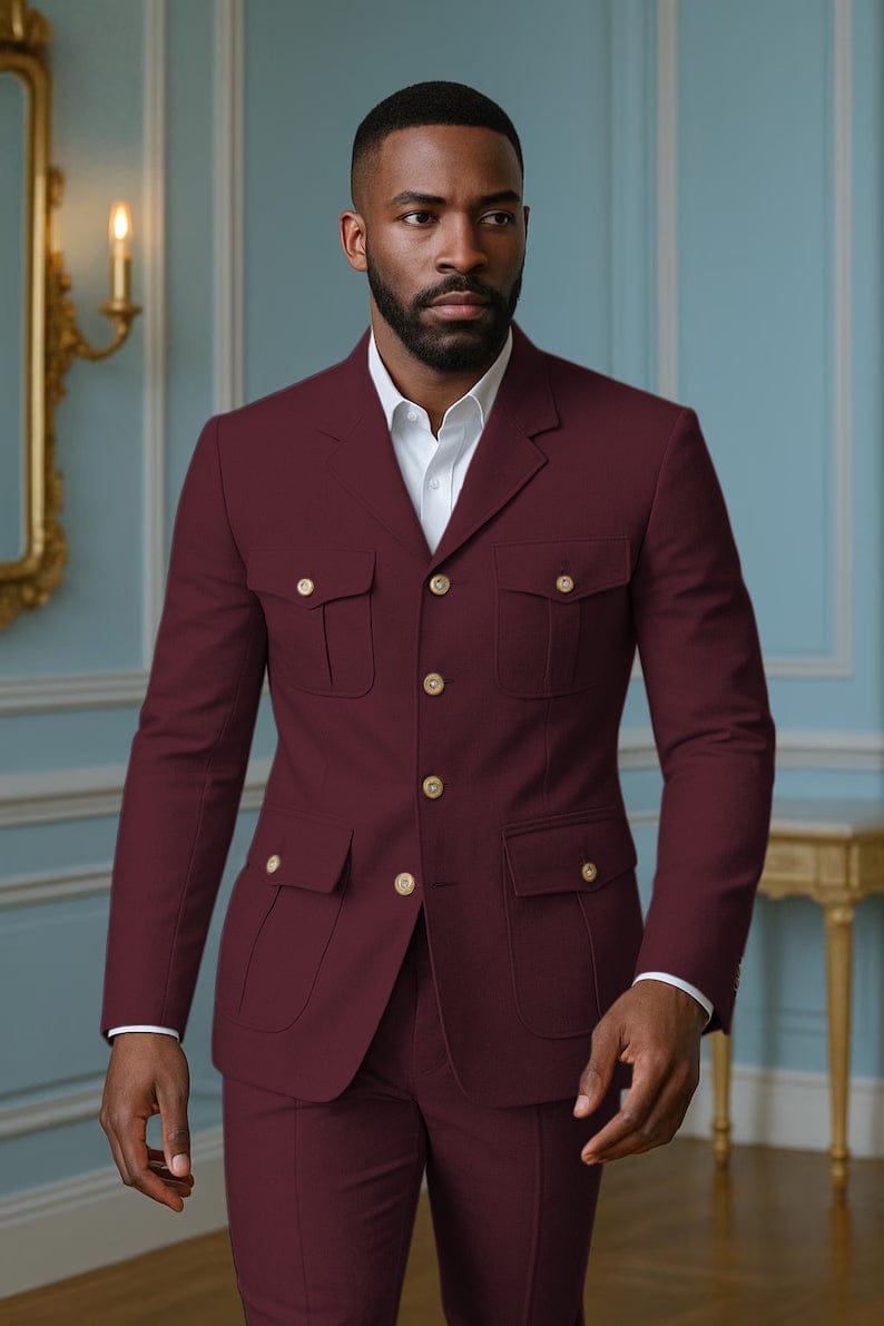 Tiavllya Tiavllya Fashion Men's 2 pieces Mens Suit Notch Lapel Flat Tuxedos (Blazer+Pants)