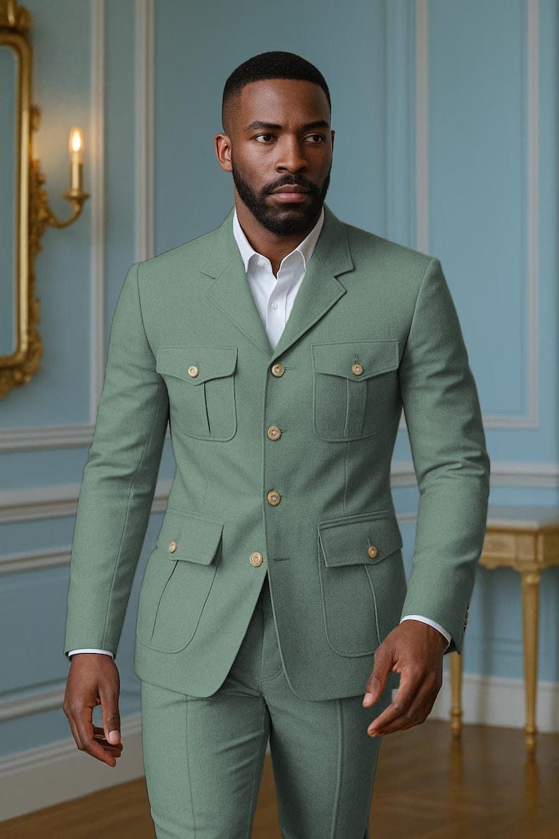 Tiavllya Tiavllya Fashion Men's 2 pieces Mens Suit Notch Lapel Flat Tuxedos (Blazer+Pants)