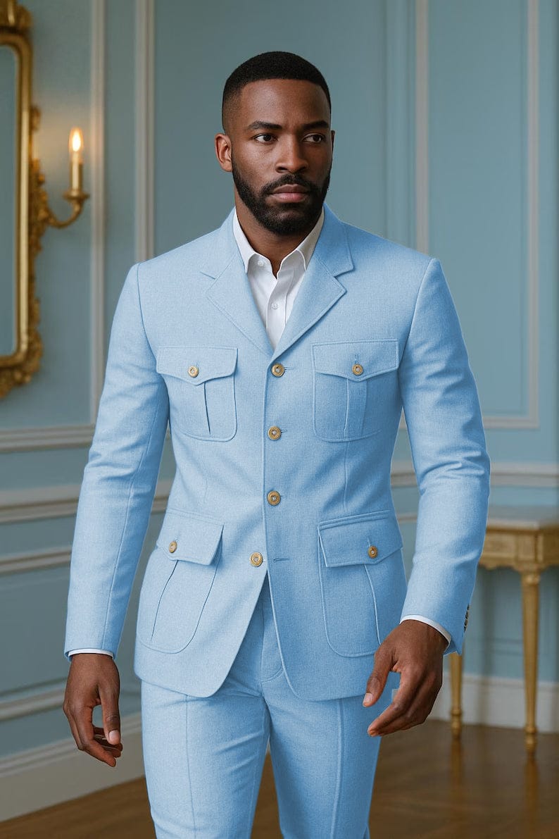 Tiavllya Tiavllya Fashion Men's 2 pieces Mens Suit Notch Lapel Flat Tuxedos (Blazer+Pants)