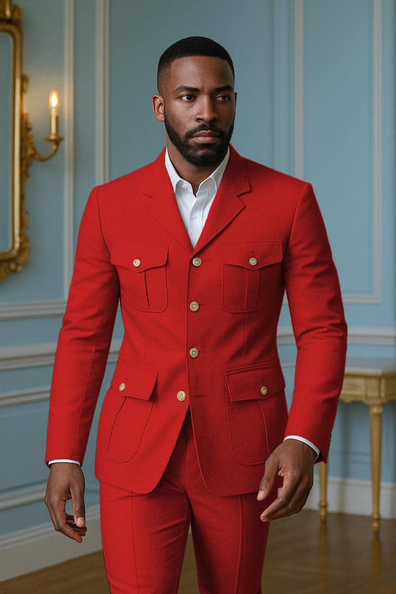 Tiavllya Tiavllya Fashion Men's 2 pieces Mens Suit Notch Lapel Flat Tuxedos (Blazer+Pants)