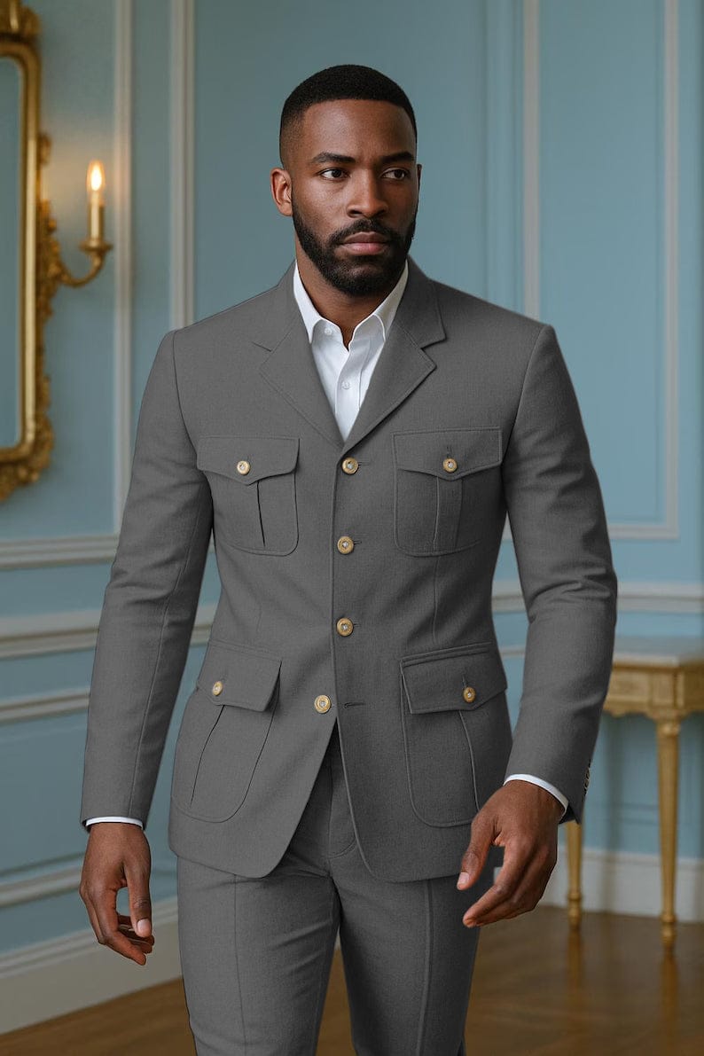 Tiavllya Tiavllya Fashion Men's 2 pieces Mens Suit Notch Lapel Flat Tuxedos (Blazer+Pants)