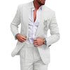 Tiavllya Tiavllya Fashion Men's 2 Pieces Mens Suit Peak Lapel Linen For Wedding (Blazer+Pants)