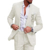 Tiavllya Tiavllya Fashion Men's 2 Pieces Mens Suit Peak Lapel Linen For Wedding (Blazer+Pants)