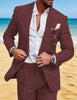 Tiavllya Tiavllya Fashion Men's 2 Pieces Mens Suit Peak Lapel Linen For Wedding (Blazer+Pants)
