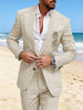 Tiavllya Tiavllya Fashion Men's 2 Pieces Mens Suit Peak Lapel Linen For Wedding (Blazer+Pants)