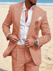 Tiavllya Tiavllya Fashion Men's 2 Pieces Mens Suit Peak Lapel Linen For Wedding (Blazer+Pants)