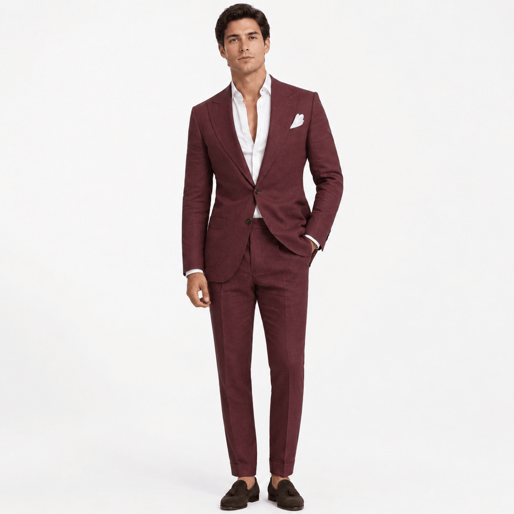 Tiavllya Tiavllya Fashion Men's 2 Pieces Mens Suit Peak Lapel Linen For Wedding (Blazer+Pants)