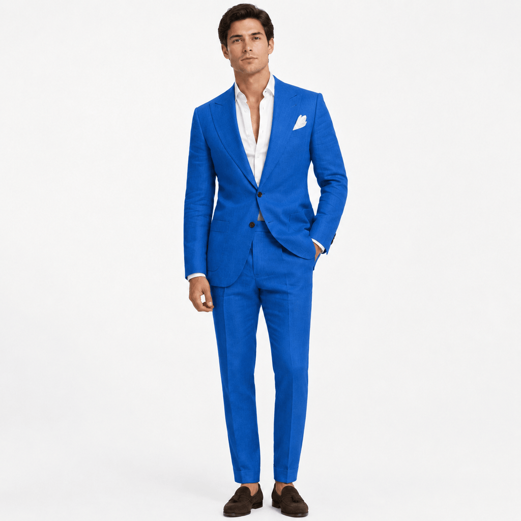 Tiavllya Tiavllya Fashion Men's 2 Pieces Mens Suit Peak Lapel Linen For Wedding (Blazer+Pants)