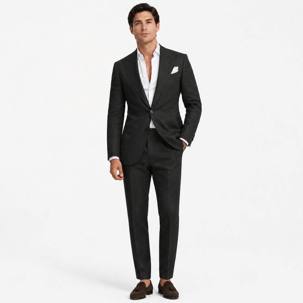 Tiavllya Tiavllya Fashion Men's 2 Pieces Mens Suit Peak Lapel Linen For Wedding (Blazer+Pants)