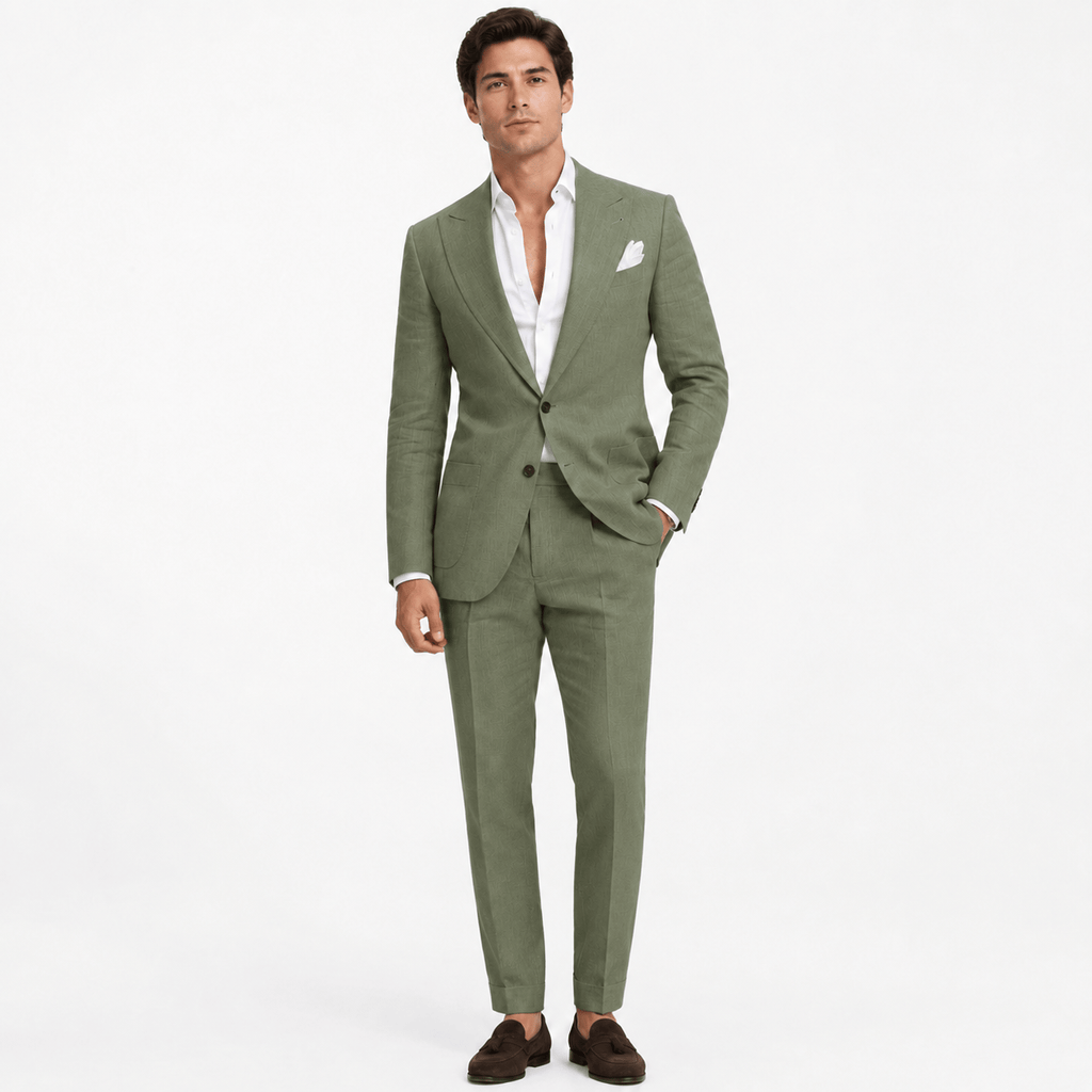 Tiavllya Tiavllya Fashion Men's 2 Pieces Mens Suit Peak Lapel Linen For Wedding (Blazer+Pants)