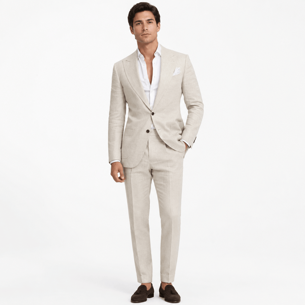 Tiavllya Tiavllya Fashion Men's 2 Pieces Mens Suit Peak Lapel Linen For Wedding (Blazer+Pants)