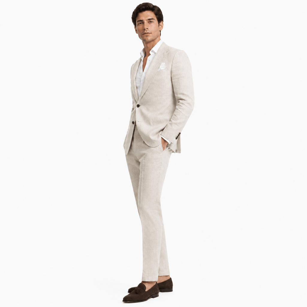 Tiavllya Tiavllya Fashion Men's 2 Pieces Mens Suit Peak Lapel Linen For Wedding (Blazer+Pants)