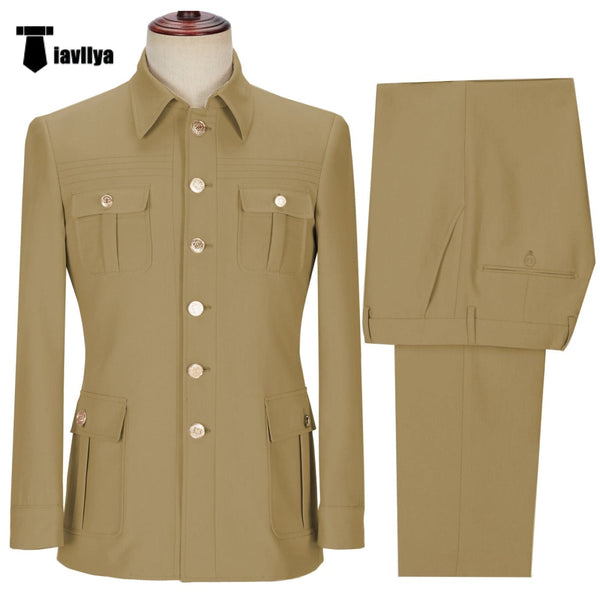 Tiavllya Tiavllya Fashion Men's 2 pieces Mens Suit Stand Lapel Flat Tuxedos (Blazer+Pants)