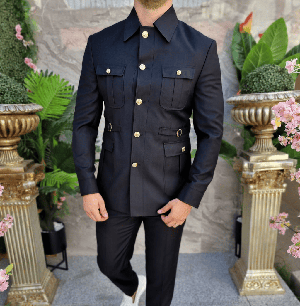 Tiavllya Tiavllya Fashion Men's 2 pieces Mens Suit Stand Lapel Flat Tuxedos (Blazer+Pants)