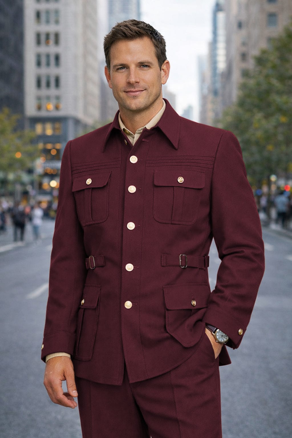 Tiavllya Tiavllya Fashion Men's 2 pieces Mens Suit Stand Lapel Flat Tuxedos (Blazer+Pants)