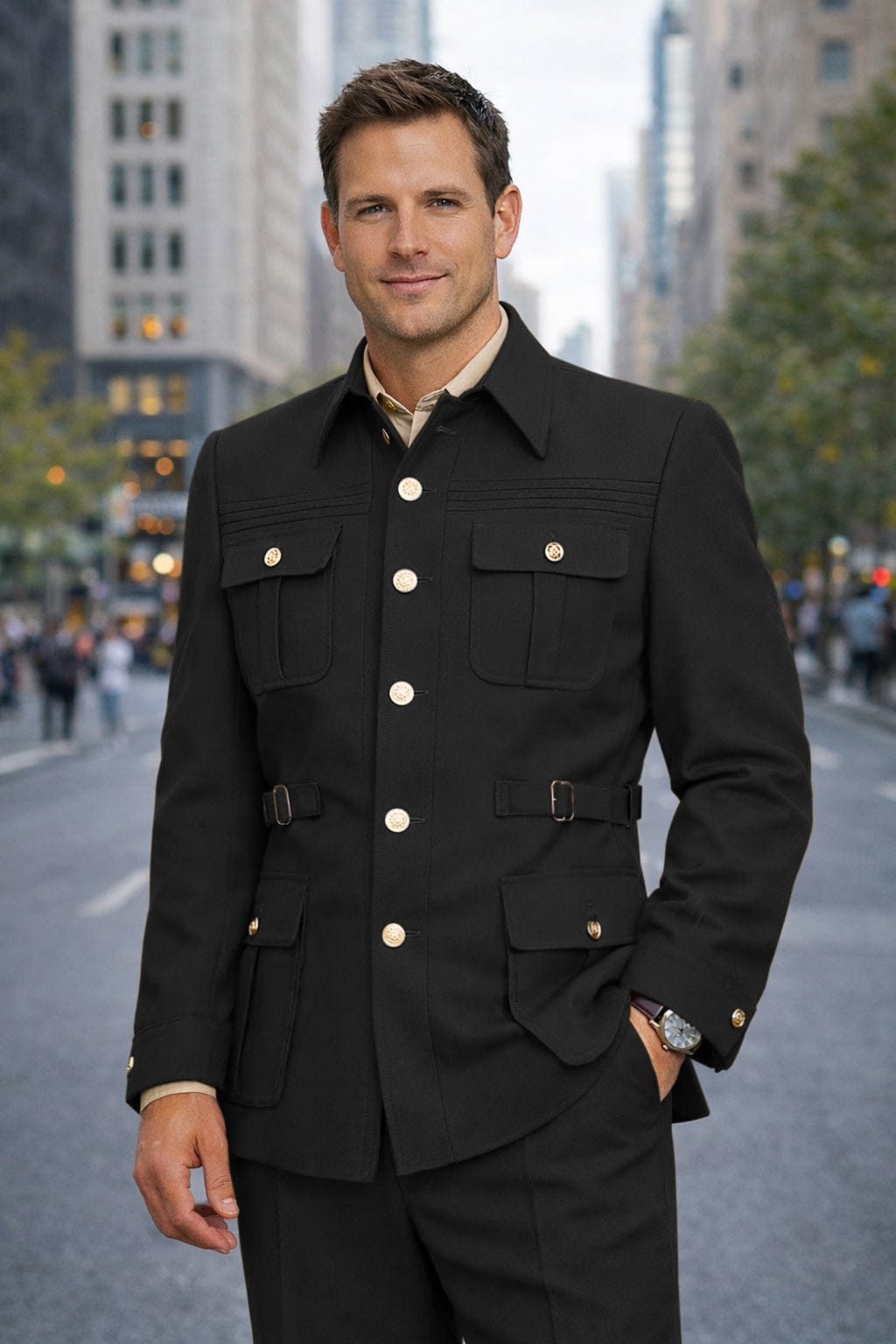 Tiavllya Tiavllya Fashion Men's 2 pieces Mens Suit Stand Lapel Flat Tuxedos (Blazer+Pants)