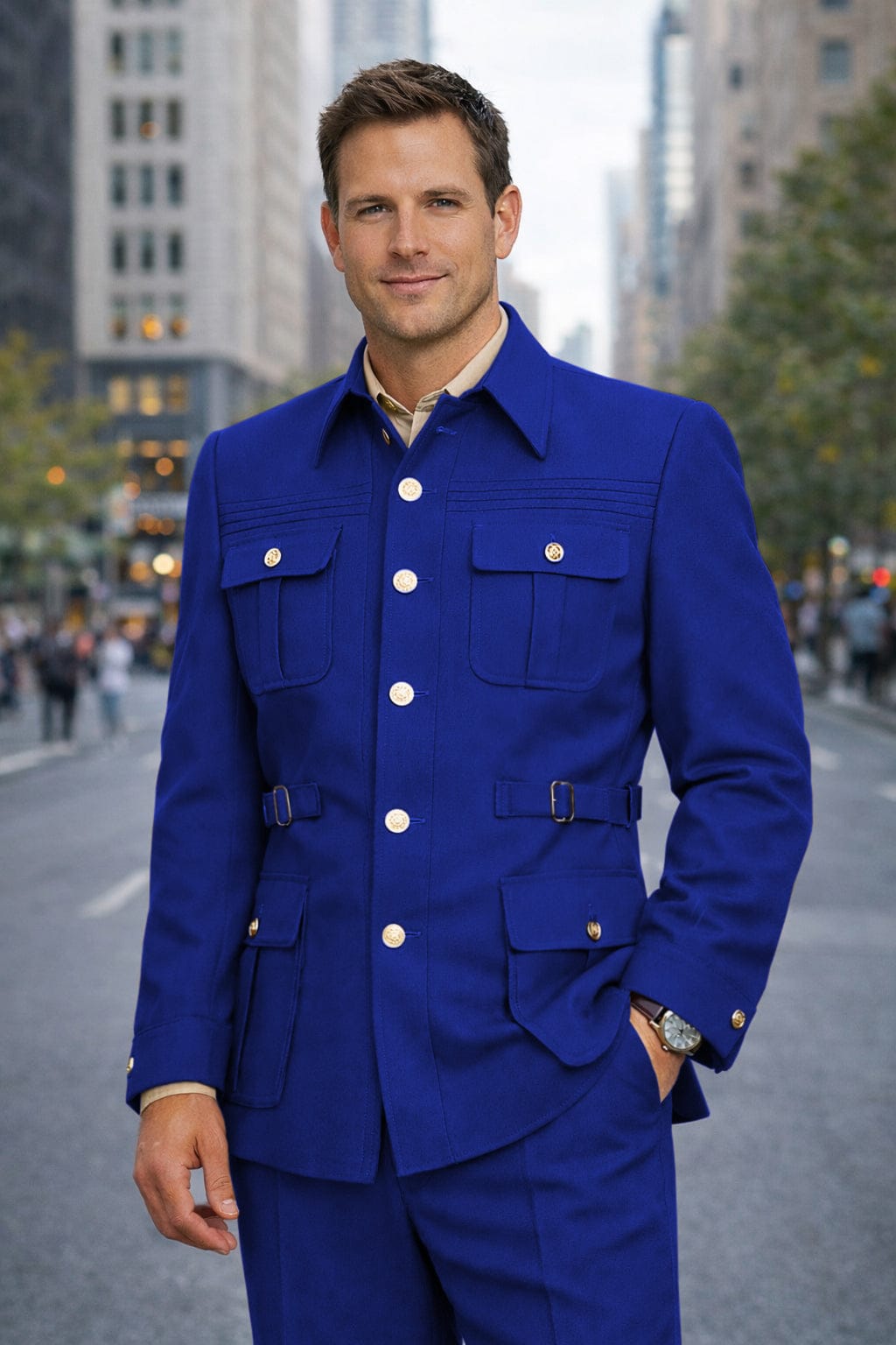 Tiavllya Tiavllya Fashion Men's 2 pieces Mens Suit Stand Lapel Flat Tuxedos (Blazer+Pants)