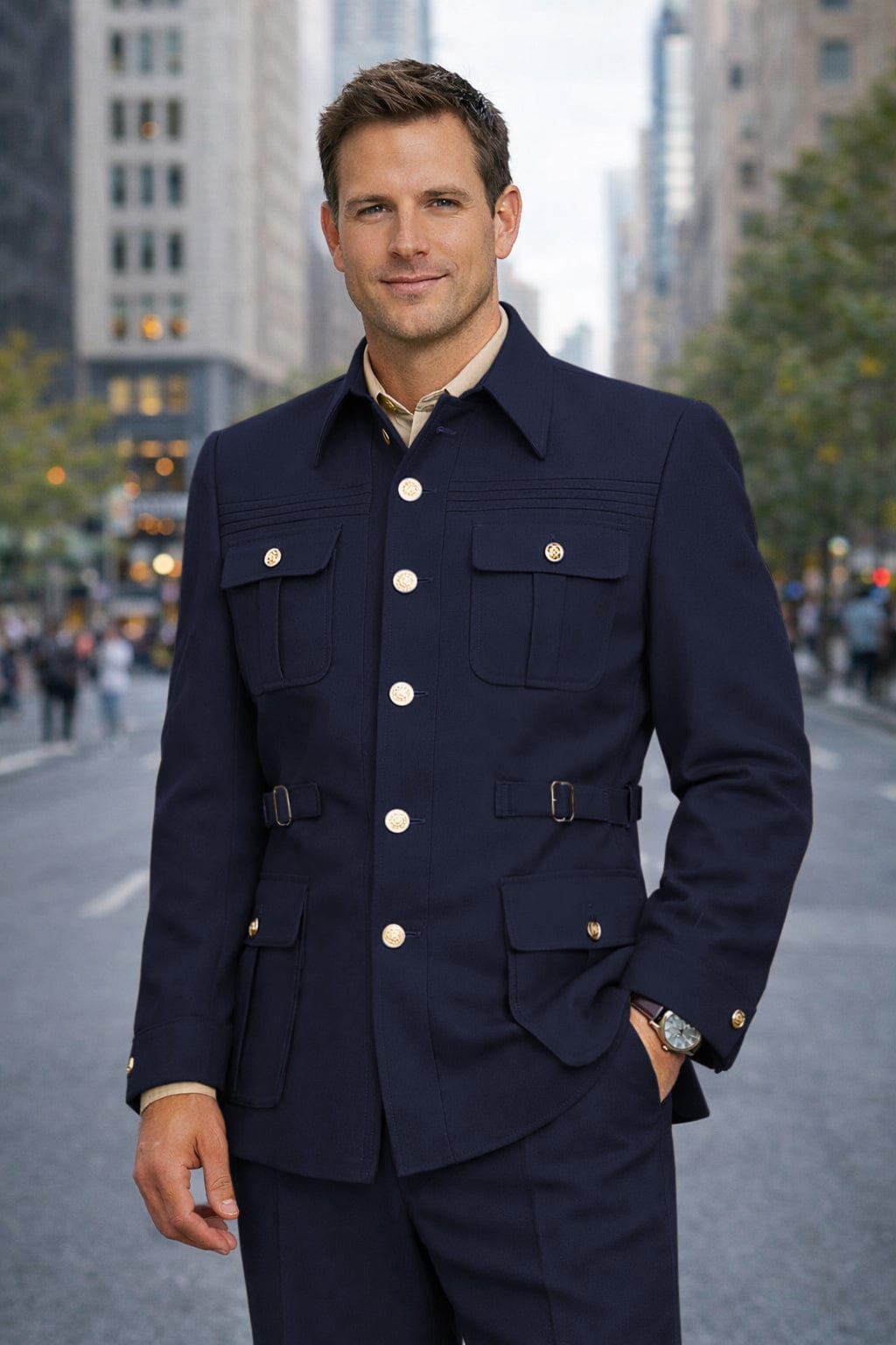 Tiavllya Tiavllya Fashion Men's 2 pieces Mens Suit Stand Lapel Flat Tuxedos (Blazer+Pants)