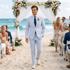 Tiavllya Tiavllya Fashion Men's 2 Pieces Striped Seersucker Notch Lapel Tuxedos (Blazer+Pants)
