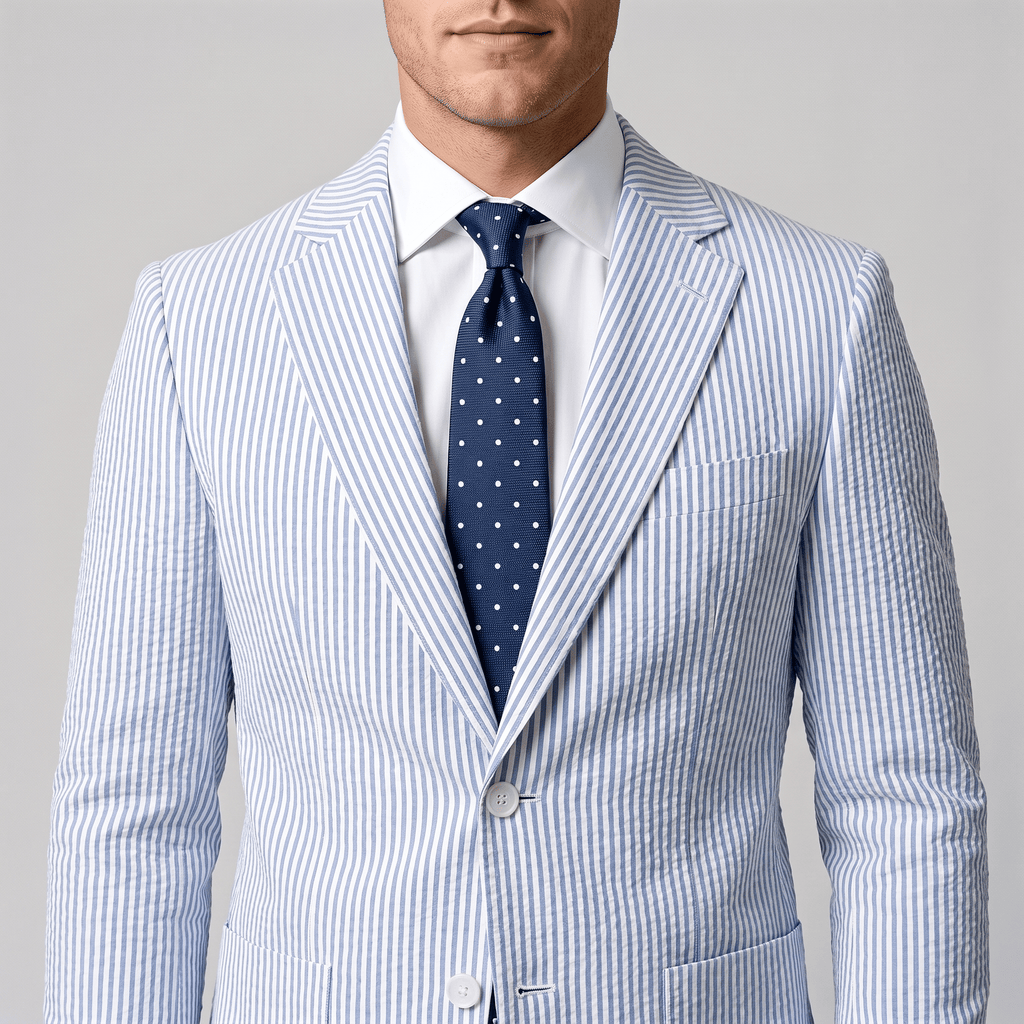 Tiavllya Tiavllya Fashion Men's 2 Pieces Striped Seersucker Notch Lapel Tuxedos (Blazer+Pants)