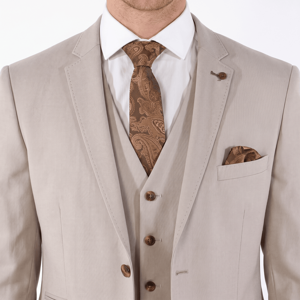 Tiavllya Tiavllya Fashion Men's 3 Piece Beige Suit For Wedding