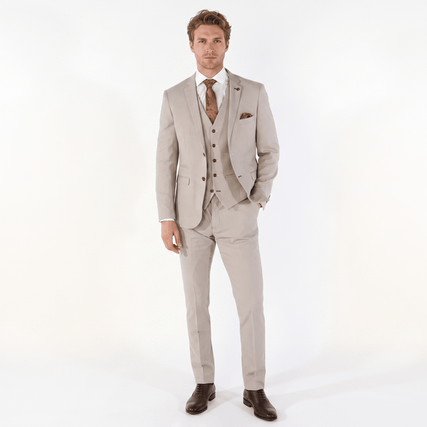 Tiavllya Tiavllya Fashion Men's 3 Piece Beige Suit For Wedding