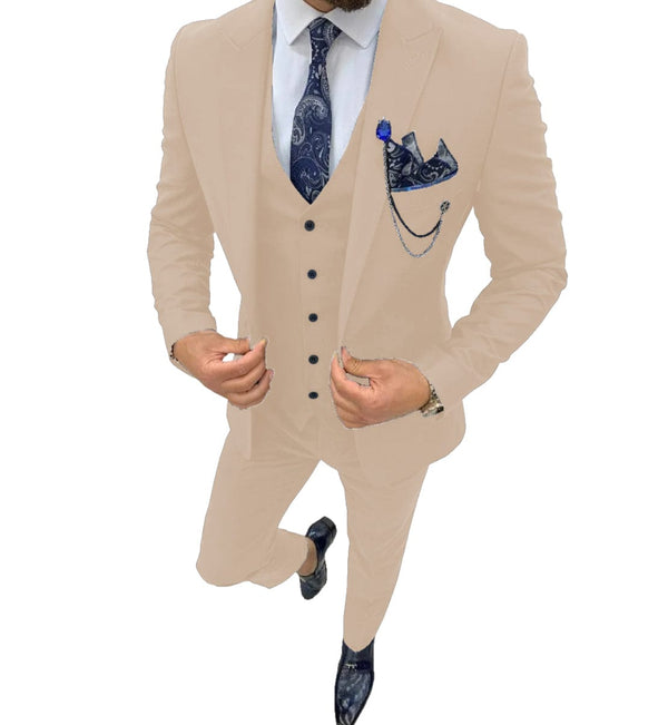 Tiavllya Tiavllya Fashion Men's 3 Piece Regular Fit Peak Lapel Flat Men's Suit (Blazer+Vest+Pants)