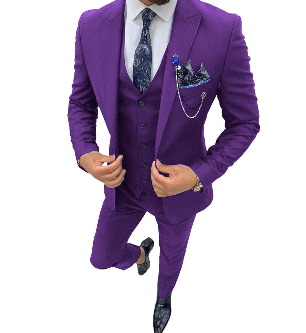 Tiavllya Tiavllya Fashion Men's 3 Piece Regular Fit Peak Lapel Flat Men's Suit (Blazer+Vest+Pants)