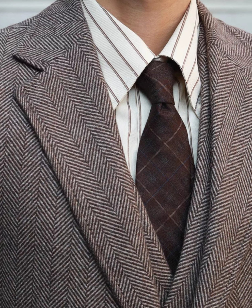 Tiavllya Tiavllya Fashion Men's 3 Piece Suit Herringbone Tweed Notch Lapel Tuxedos (Blazer+vest+Pants)