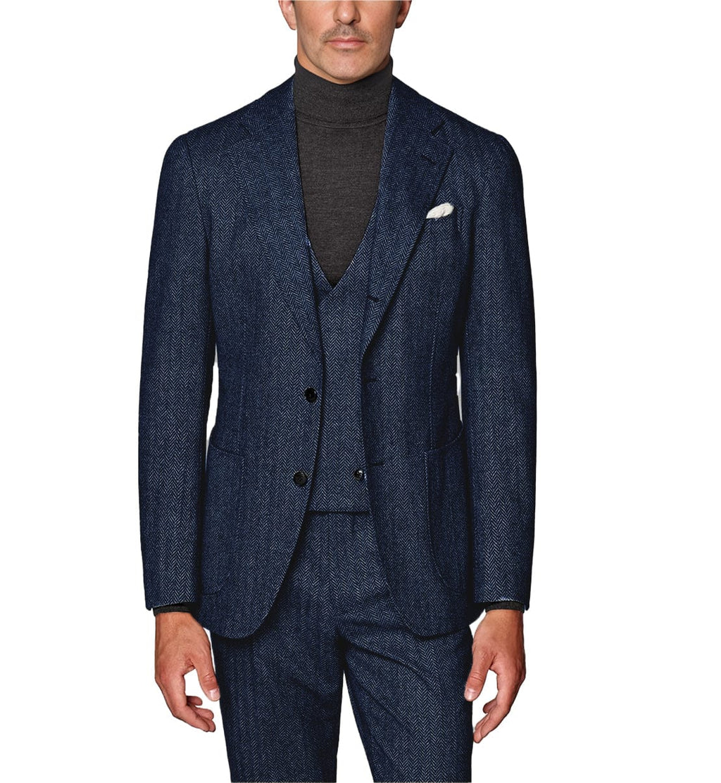 Tiavllya Tiavllya Fashion Men's 3 Piece Suit Herringbone Tweed Notch Lapel Tuxedos (Blazer+vest+Pants)